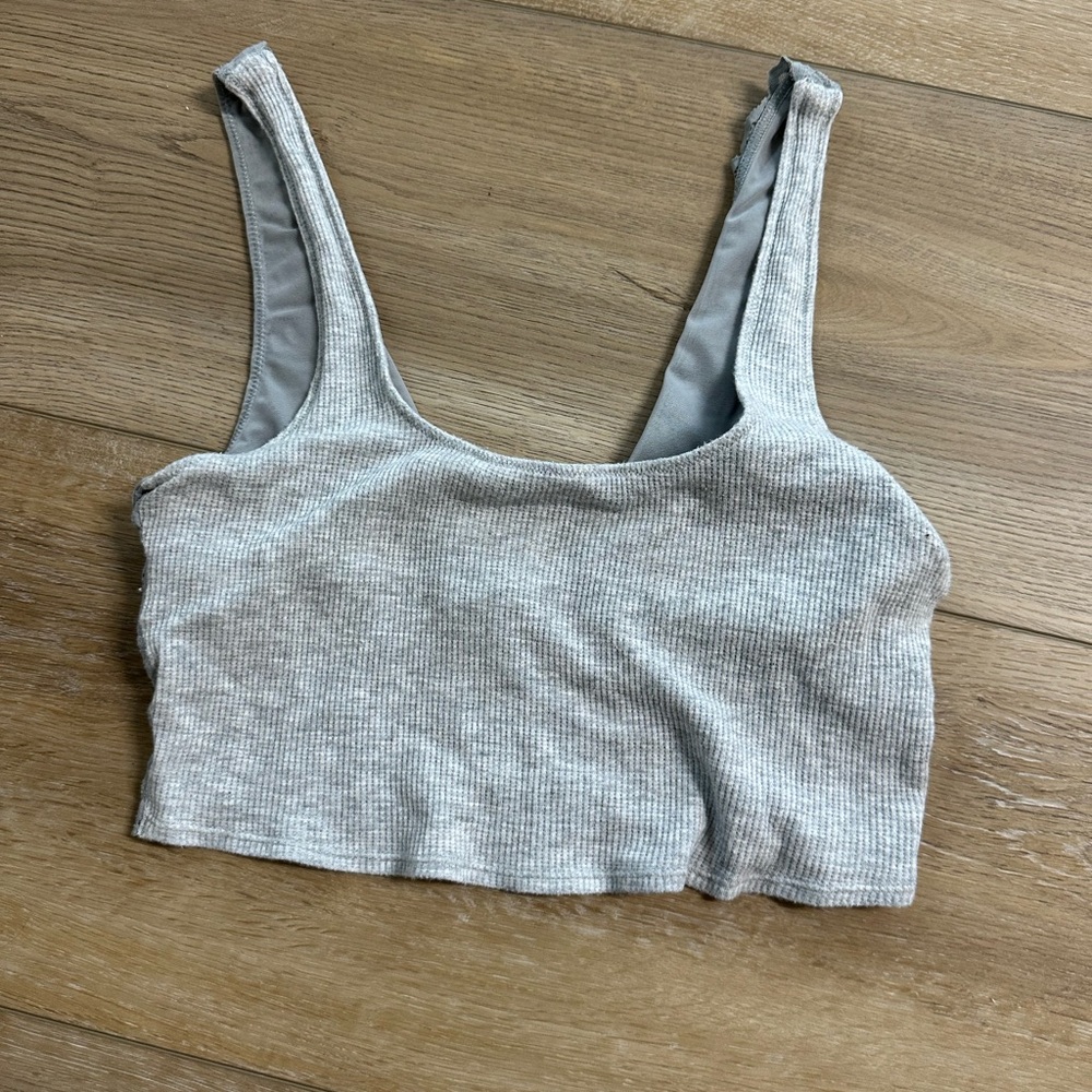 Aerie Gray Ribbed Crop Top